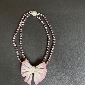 Sarah Cavender Metalworks Pink Bow Pearl Necklace